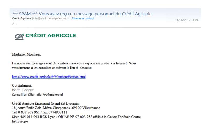 Infomailmessagerie Profr 0 837 26 89 61 CrÉdit Agricole Pierre Bridoux 1 Signalement 7458